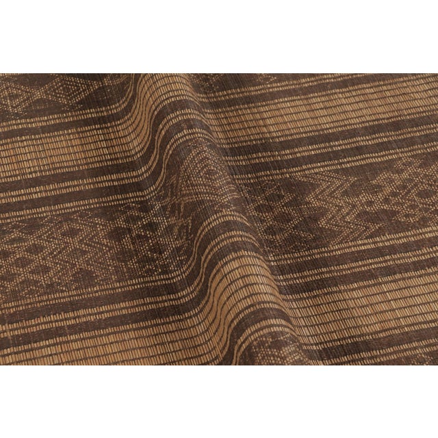 Title: Square Vintage Tuareg Mat, Brown With Tribal Geometric Patterns - Rug & Kilim For Sale - Image 10 of 10