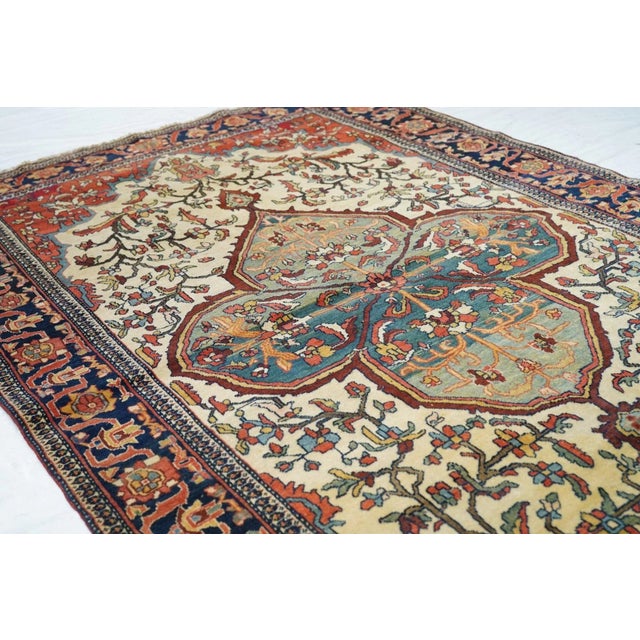 Ivory Antique Farahan Sarouk Rug 4'3'' x 6'7'' For Sale - Image 8 of 11