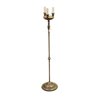 Mid Century Traditional Restored 3 Light Brass Floor Lamp For Sale