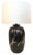 Vintage Black Ceramic Lamp With Hand-Painted Silver Detail For Sale In Los Angeles - Image 6 of 6