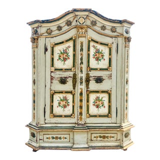 Pine Two Door Baroque Armoire in Original Paint For Sale
