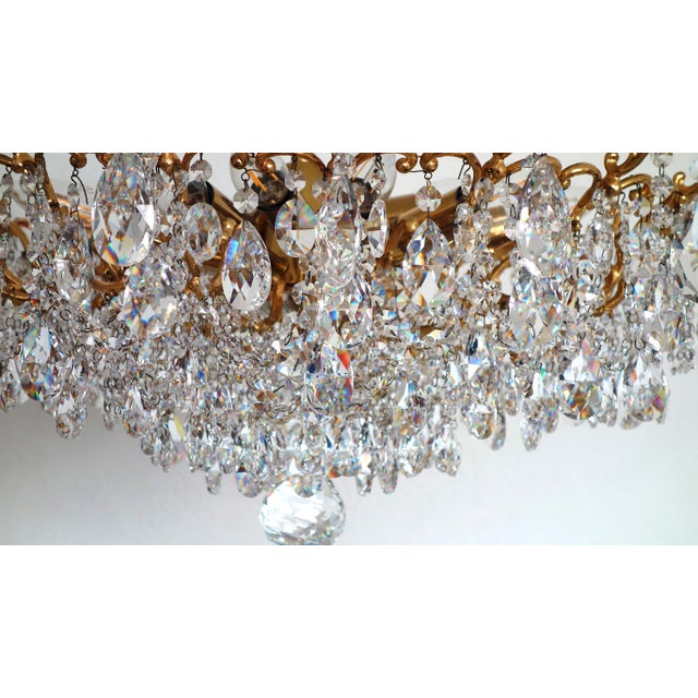 Metal Antique Palwa Brass Lead Crystal Chandelier from Palwa, 1950s For Sale - Image 7 of 17