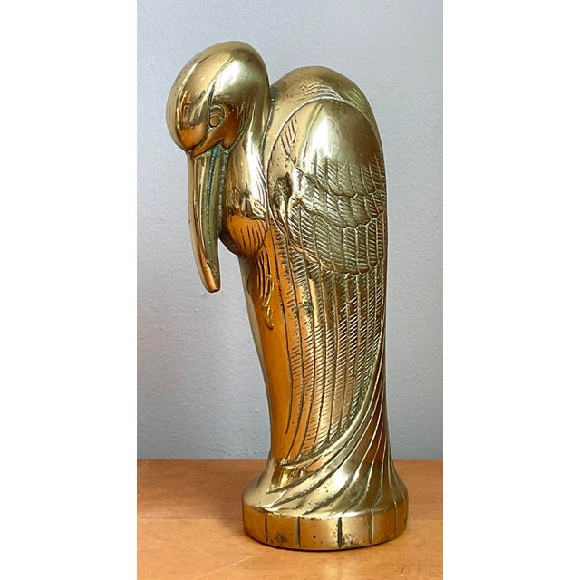 Vintage Brass Heron Statue For Sale - Image 9 of 12