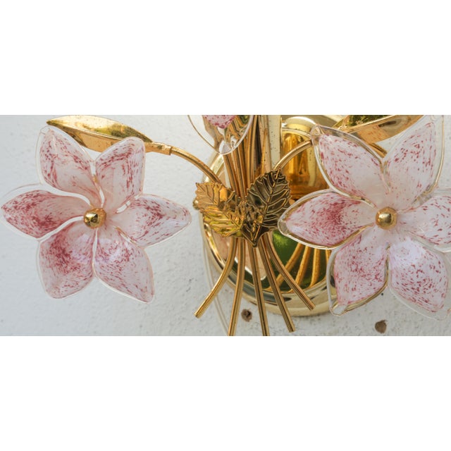 1970s Murano Wall Light Pink Flowers - Set of 2 For Sale - Image 15 of 15