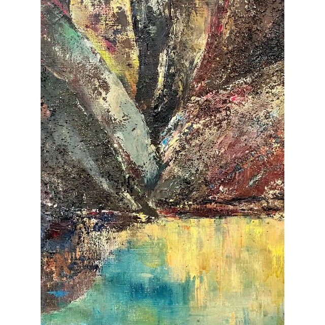 Abstract Alice Marcus " Landscape With Foil " Oil on Canvas Painting Framed, 1960's For Sale - Image 3 of 10