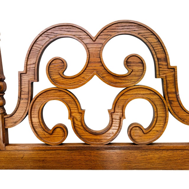 Brown 1970s Thomasville Segovia Collection Spanish Mediterranean Revival Oak Fretwork King Headboard For Sale - Image 8 of 11