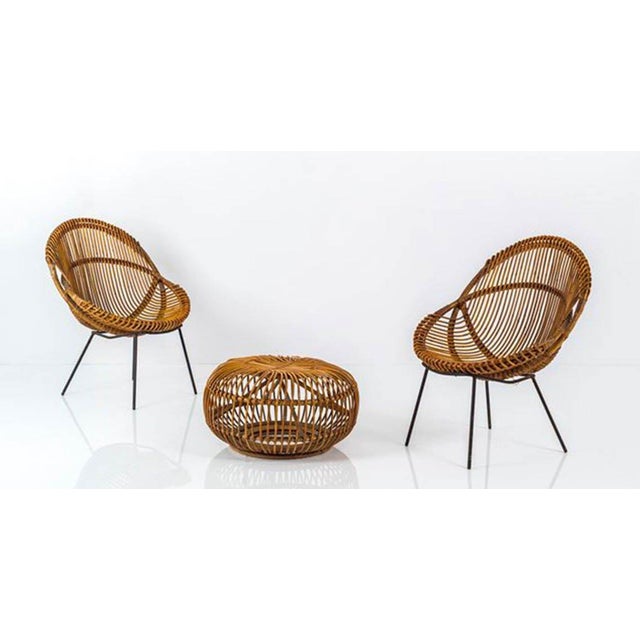 1950s Bamboo Living Room Set attributed to Tito Agnoli, 1950s, Set of 3 For Sale - Image 5 of 5