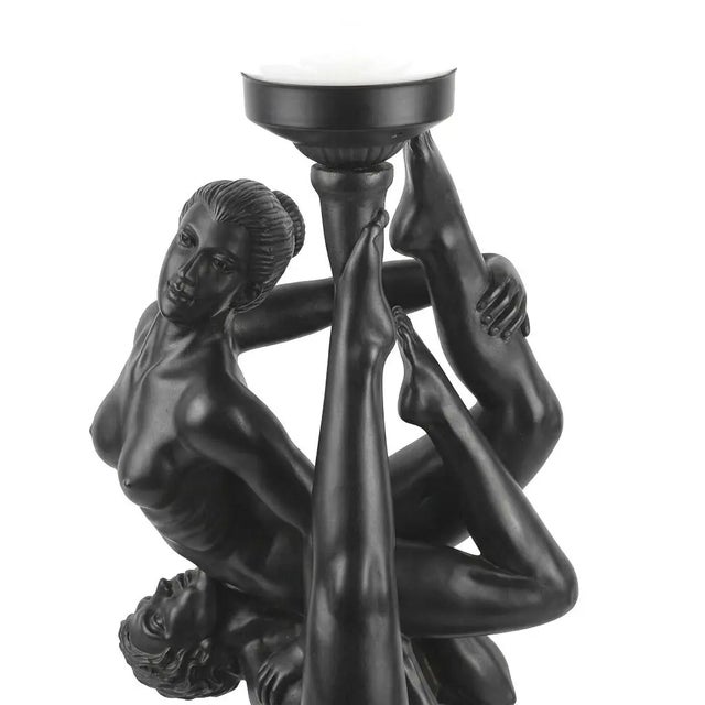 1970s Sculptural Vintage Art Deco–Style Figural Dancer Globe Table Lamp For Sale - Image 4 of 9