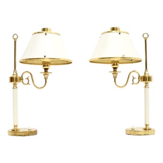 Vintage Swedish Brass and Tole Table Lamps from Boréns, 1970s, Set of 2 For Sale