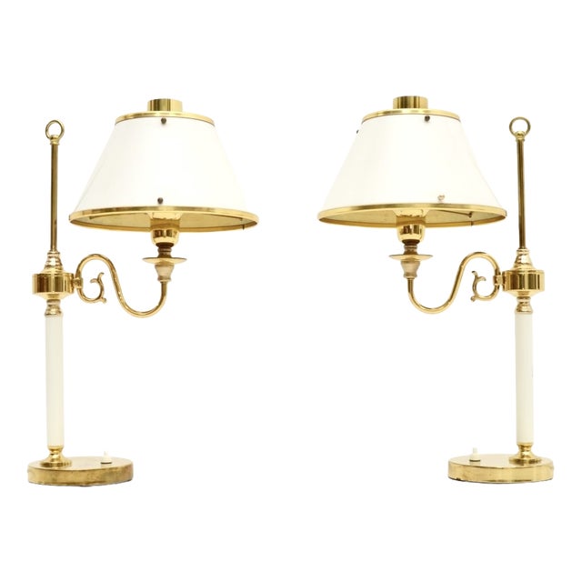 Vintage Swedish Brass and Tole Table Lamps from Boréns, 1970s, Set of 2 For Sale