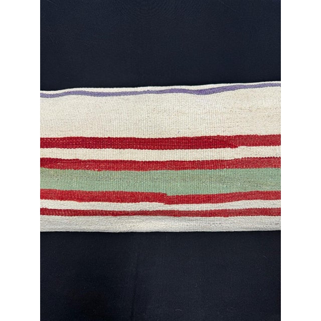 Contemporary Turkish Hemp Pillow Cushion Natural Beige Red Cushion Cover 14x45 For Sale - Image 3 of 4