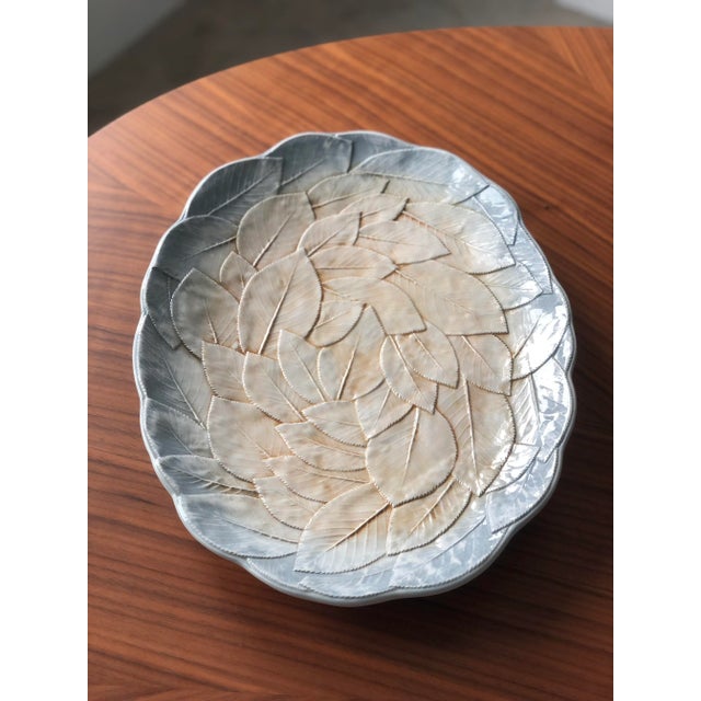 Ceramic Vintage Vietri Majolica Platter in the Foglia Leonardo Pattern For Sale - Image 7 of 7