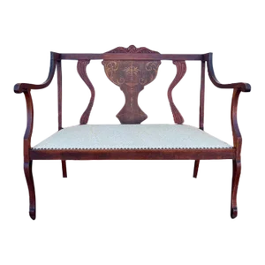 Early 20th Century Edwardian Marquetry Inlaid Mahogany Settee