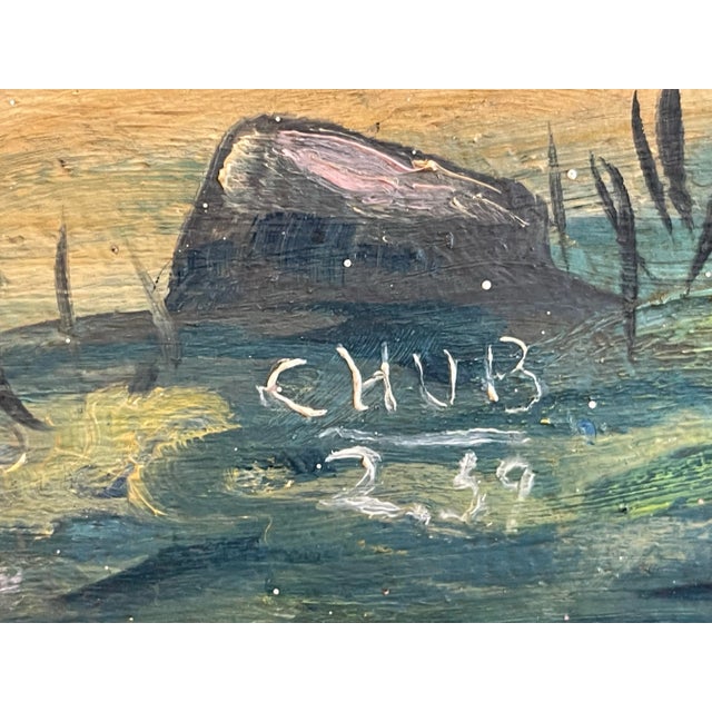 Vintage Mountain Landscape Oil Painting on Board For Sale - Image 4 of 12