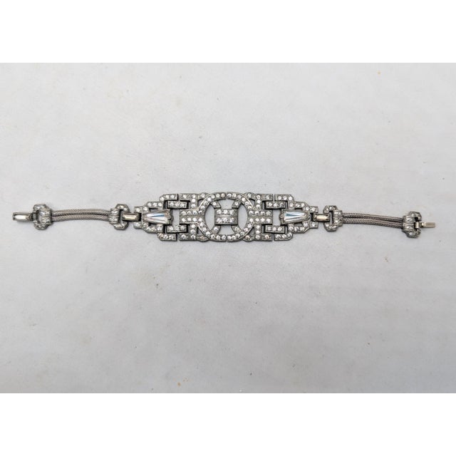 Vintage Art Deco Clear Rhinestone Bracelet For Sale - Image 4 of 10