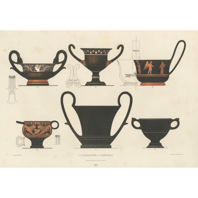 Black Albert Genick, Greek Drinking Vessels & Cups, 1883, Lithograph For Sale - Image 8 of 10