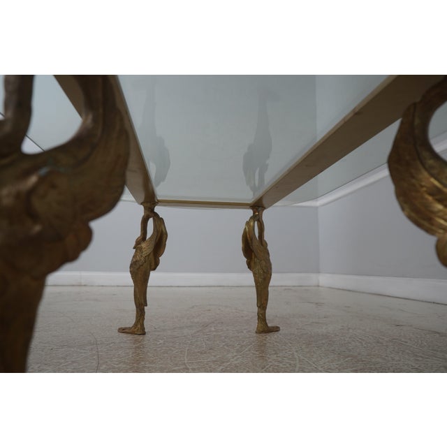 Vintage Bronze Swan Frame Glass Top Coffee Table For Sale - Image 13 of 13