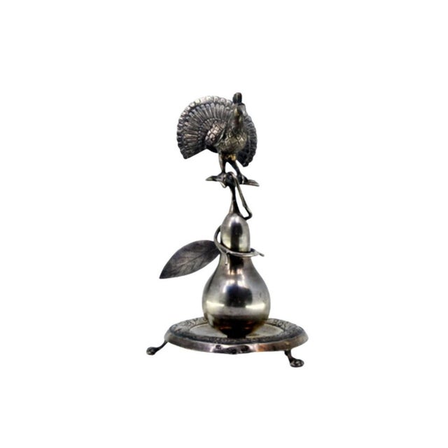 Silver Toothpick Holder with Peacock For Sale - Image 9 of 9