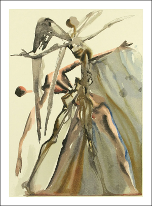 1960 Dali Woodcut Purgatory 4 the Negligent Ones
