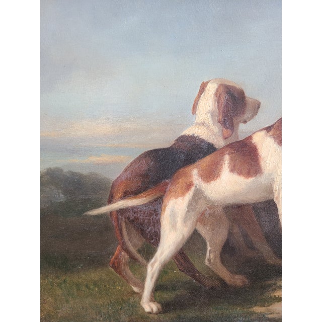 Antique 19th Century Oil Painting Portrait of Two English Pointer Dogs For Sale In Los Angeles - Image 6 of 17