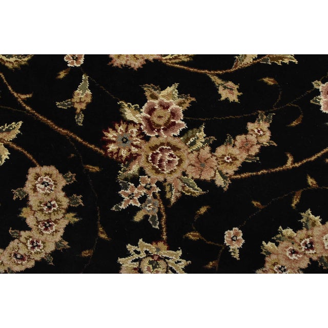 Tabriz Rug 8’6” X 11’9” Black Wool/Silk Traditional Hand-Knotted Oriental Carpet For Sale - Image 4 of 15
