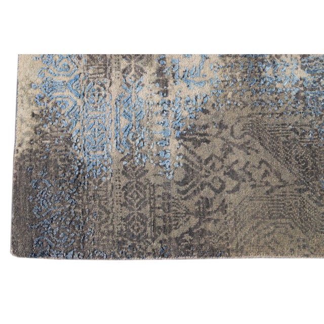 Blue 21st Century Modern Contemporary Abstract Wool Rug For Sale - Image 8 of 13