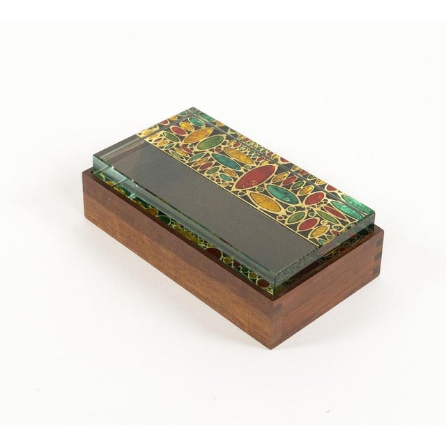 1950s Mid-Century Modern Box in Wood and Art Glass by Erwin Burger for Fontana Arte, Italy, 1950s For Sale - Image 5 of 18