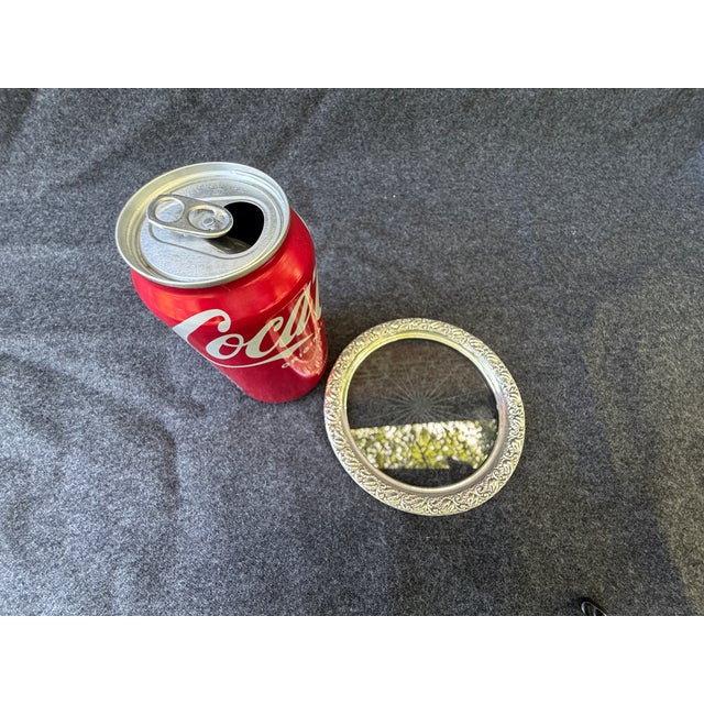Vintage Sterling Silver Etched Glass Wine Coaster For Sale - Image 10 of 12