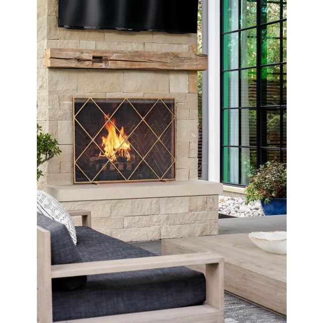 Brown Tobacco Celeste Fireplace Screen Iron For Sale - Image 8 of 11