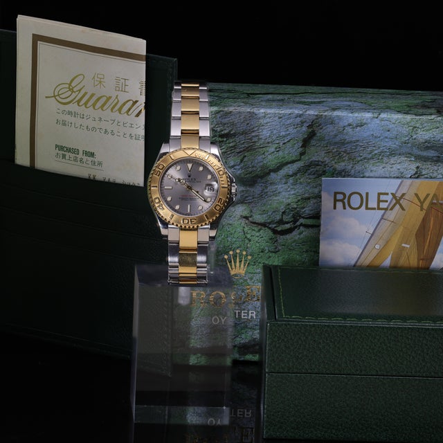 1990s Rolex Yacht Master Two Tone 168623 Gray Dial 35mm Full Set Watch For Sale - Image 15 of 18