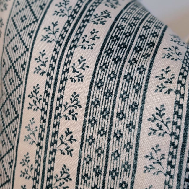 Aqua Jasper Dutch Stripe Porcelain 20" Pillows For Sale - Image 8 of 8