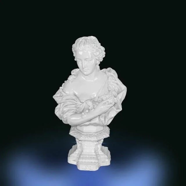 Antique Blanc De Chine Classical Pottery Bust of a Woman Signed C1890. . Measures - 13.25"H x 7"W x 5"D This exquisite...