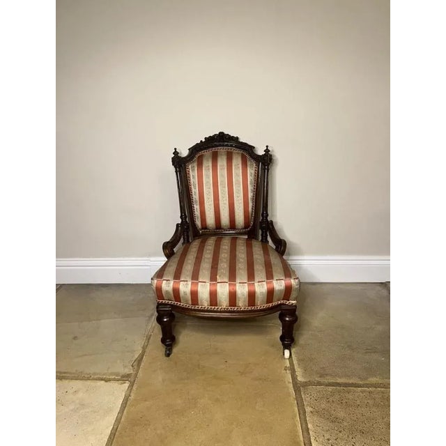 Victorian Carved Walnut Ladies Chair, 1860s For Sale - Image 6 of 10