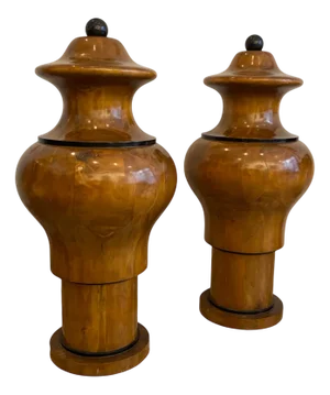 Exotic Wood Potiches, France, 1960s, Set of 2