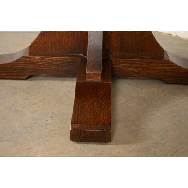 Stickley Mission Oak Arts & Crafts Pedestal Center Table or Breakfast Table For Sale - Image 11 of 13