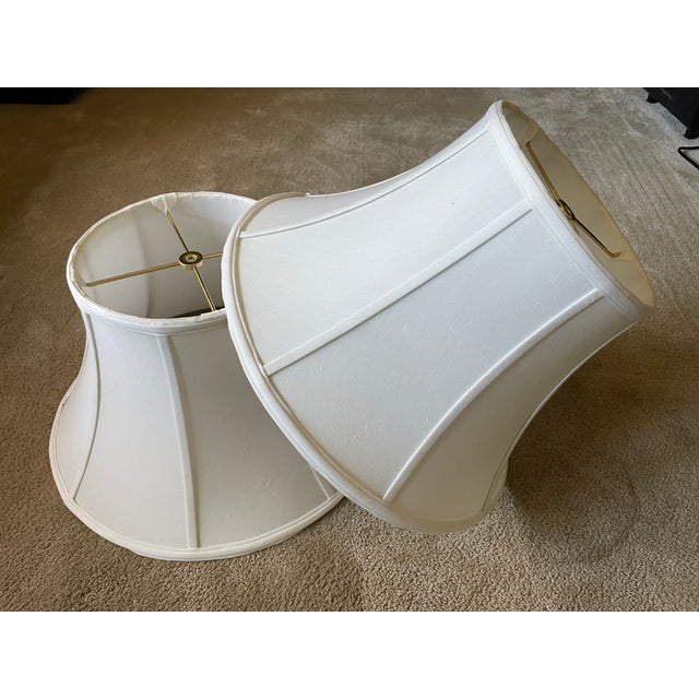 I'm always on the lookout for pairs of lampshades in great condition. This bell-shaped pair in ivory shantung silk...