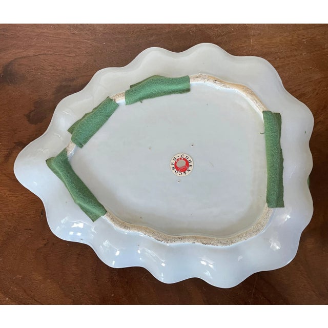 Antique 18th Century Chinese Export Porcelain Tobacco Leaf Platter Dish in Famille Rose Palette For Sale - Image 9 of 11
