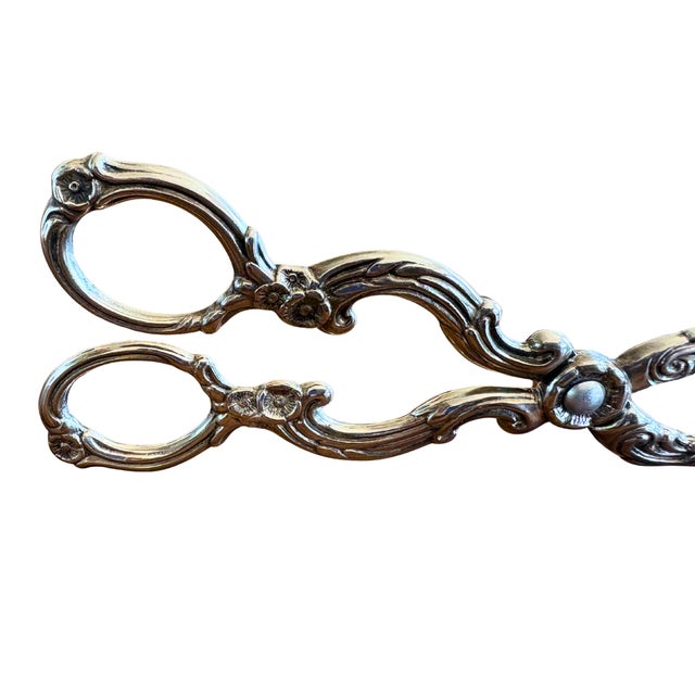 Antique French Belle Époque Silver-Plated Lyre Pastry Tongs from MTB, 1900s For Sale - Image 4 of 5
