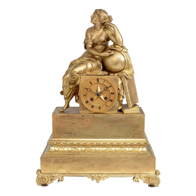 Charles X Gilt Bronze Figural Clock For Sale