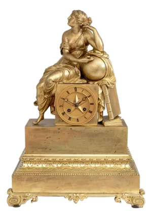 Charles X Gilt Bronze Figural Clock