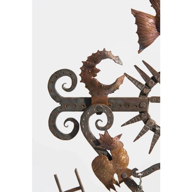 Vintage Guadalupe Hermosillo Escobar of Chiapas Hand Forged Wrought Iron Rooftop Cross For Sale In Orlando - Image 6 of 10