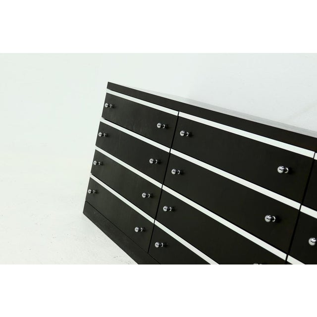 Black Large Modular Sideboard in Ebonized Wood with Aluminium Accents, 1980s, Set of 3 For Sale - Image 8 of 13