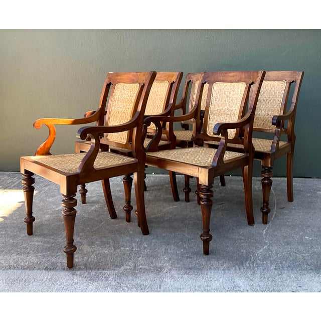 Vintage Anglo Indian Cane Dining Chairs - Set of 5 For Sale - Image 10 of 12