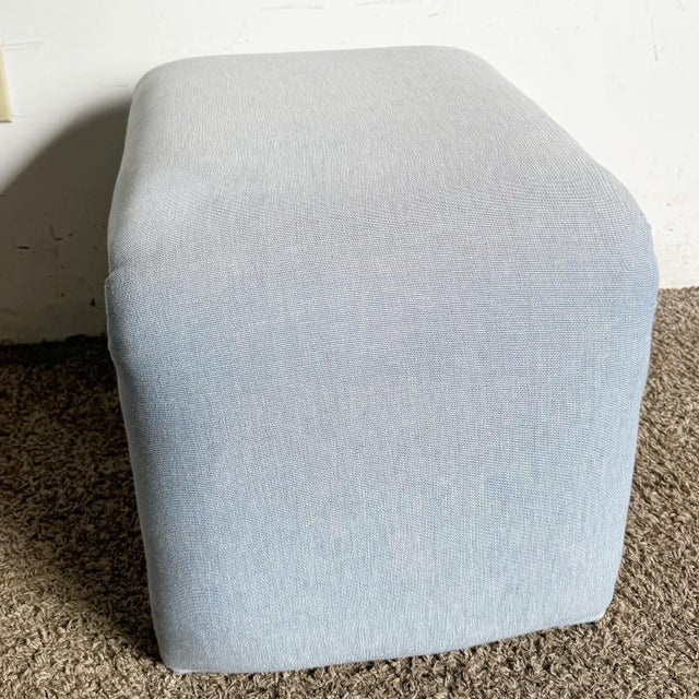 1980s Postmodern Light Blue Waterfall Bench/Low Stool For Sale - Image 5 of 7
