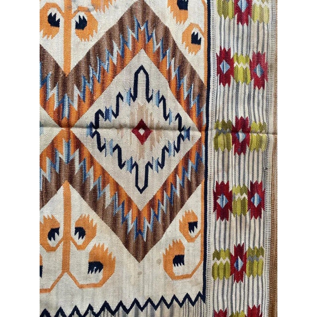 Mid-Century Scandinavian Flat Woven Kilim Rug For Sale - Image 6 of 13