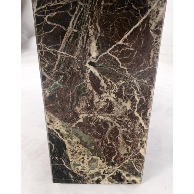Stone Pair of Square Black & Dark Red & White Veins Marble Side End Tables Stands Mint For Sale - Image 7 of 13