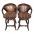 (2) Bamboo Rattan Leather Swivel Barstools by Hooker For Sale