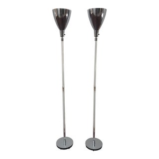 Chrome & Lucite Floor Lamps - A Pair For Sale