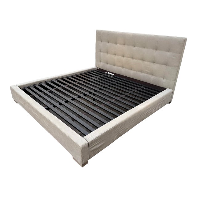 King Size Restoration Hardware Modena Tufted Platform Bed Frame For Sale