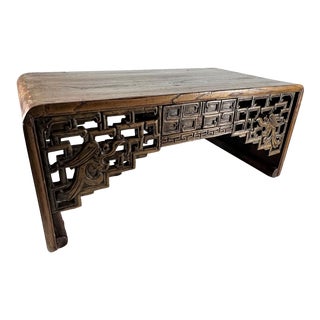 Mid 19th Century Antique Double Sided Country Low Kang Table With Dragons For Sale